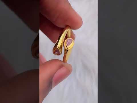 Blue Dual Pear Cubic Zirconia 18K Gold Free Size Ring For Women Bulk