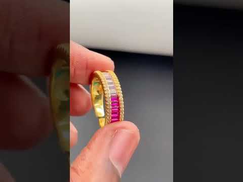 Graduating Shades Of Pink Zircon 18K Gold Copper Free Size Ring Bulk