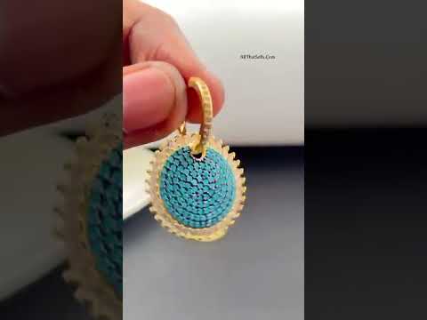 Sky Blue Gold Pave Cubic Zirconia Hoop & Drop Earring Pair Women Bulk