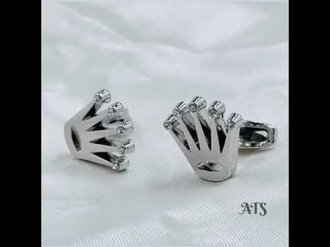 Silver Crown Diamond Cufflinks In Box Bulk