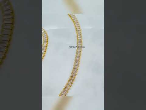 Hip Hop Iced Out Baguette Cubic Zirconia 18K Gold Necklace Chain Bulk