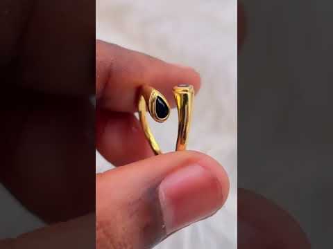 Blue Dual Pear Cubic Zirconia 18K Gold Free Size Ring For Women Bulk