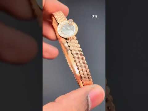 Mother of Pearl Etch Work 18K Gold Stainless Steel Openable Kada Bangle for Women