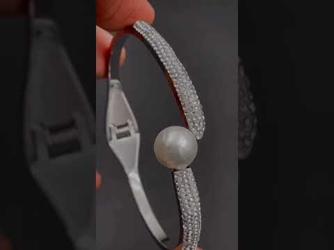 Pearl CZ 18K Gold Stainless Steel Openable Kada Bangle Bulk