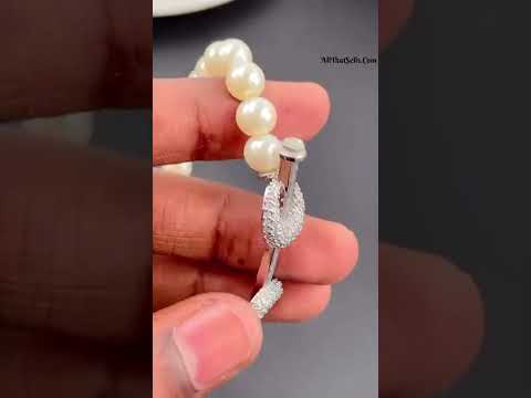 Princess White Cubic Zirconia Platinum Silver Pearl Bracelet Bulk