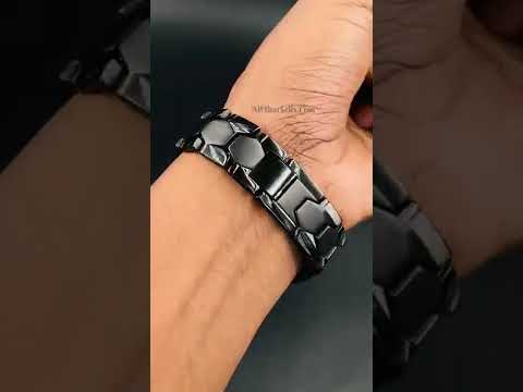 Black Stainless Steel Magnet Health Care Therapy Bio Energy Bracelet