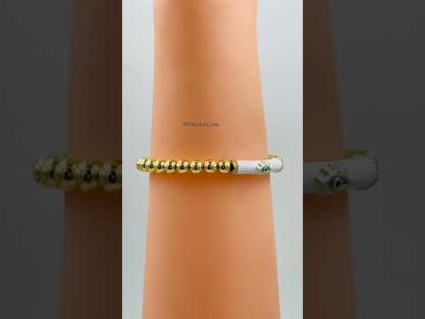 Evil Eye White Enamel 18K Gold Stretchable Beads Bracelet Women Bulk