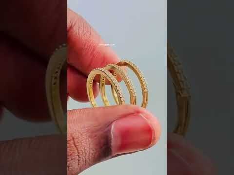 Triple Cubic Zirconia Line Gold Copper Adjustable Ring For Women Bulk