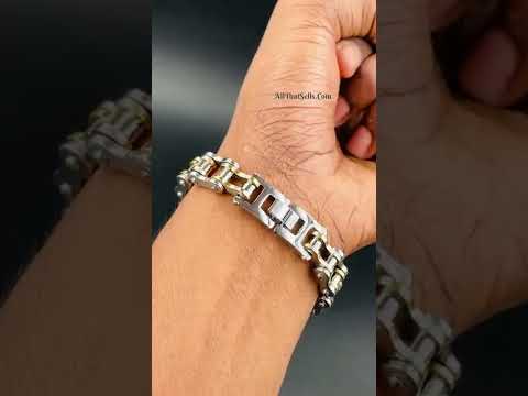 Biker Motorcycle Chain Gold Silver Heavy Stainless Steel Bracelet Bulk