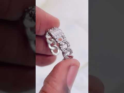 Studded Curb 18K Gold Copper Open Back Free Size Ring For Women Bulk