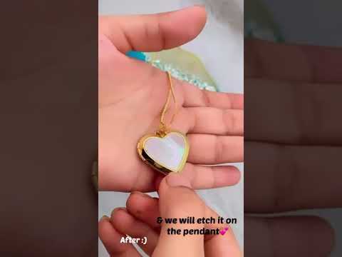 Large White Heart Love Mother of Pearl Openable Photo Frame Pendant Chain for Women