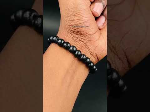 Turquoise Onyx Beads Glossy Black Stretchable Distance Bracelet Bulk
