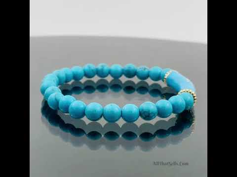 Evil Eye Natural Blue Turquoise Crystal Beads Enamel Bracelet Bulk
