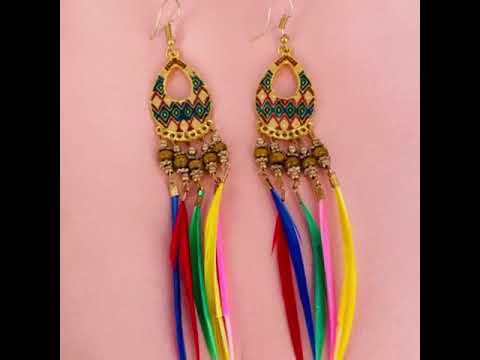 Bohemian Slim Multicolor Rose Gold Hanging Dangle Earring Bulk