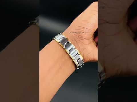 Silver Gold CZ Tungsten Ceramic Magnet Therapy Bracelet Bulk