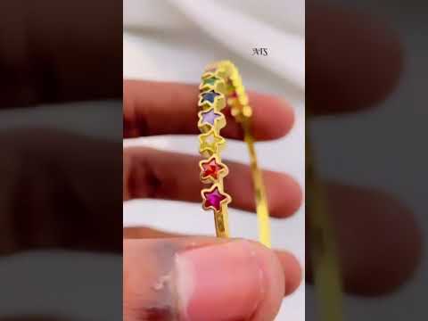 Star Rainbow Multicolour Gold CZ American Diamond CZ Bangle Cuff Bulk