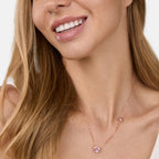 Brass 18K Rose Gold Valentines Pink Heart Necklace For Women Bulk