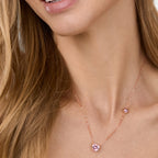 Brass 18K Rose Gold Valentines Pink Heart Necklace For Women Bulk