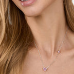 Brass 18K Rose Gold Valentines Pink Heart Necklace For Women Bulk