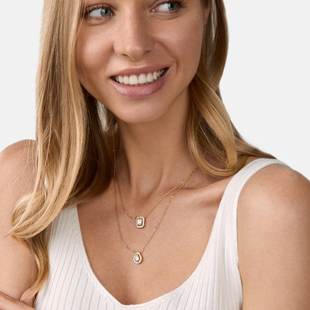 Brass 18K Rose Gold Solitaire Layered Necklace For Women Bulk