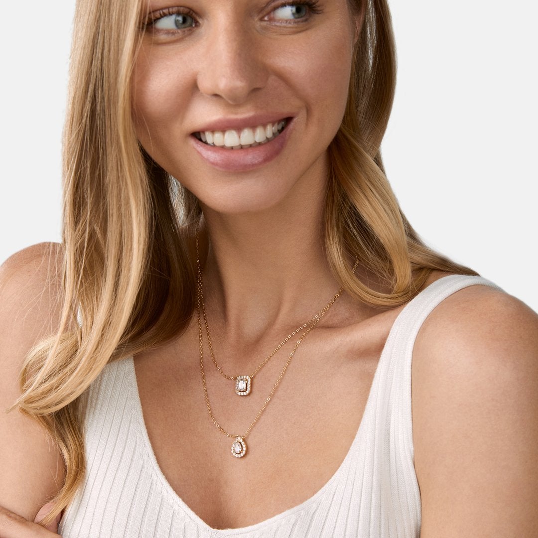 Brass 18K Rose Gold Solitaire Layered Necklace For Women Bulk