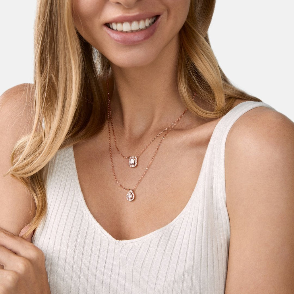 Brass 18K Rose Gold Solitaire Layered Necklace For Women Bulk