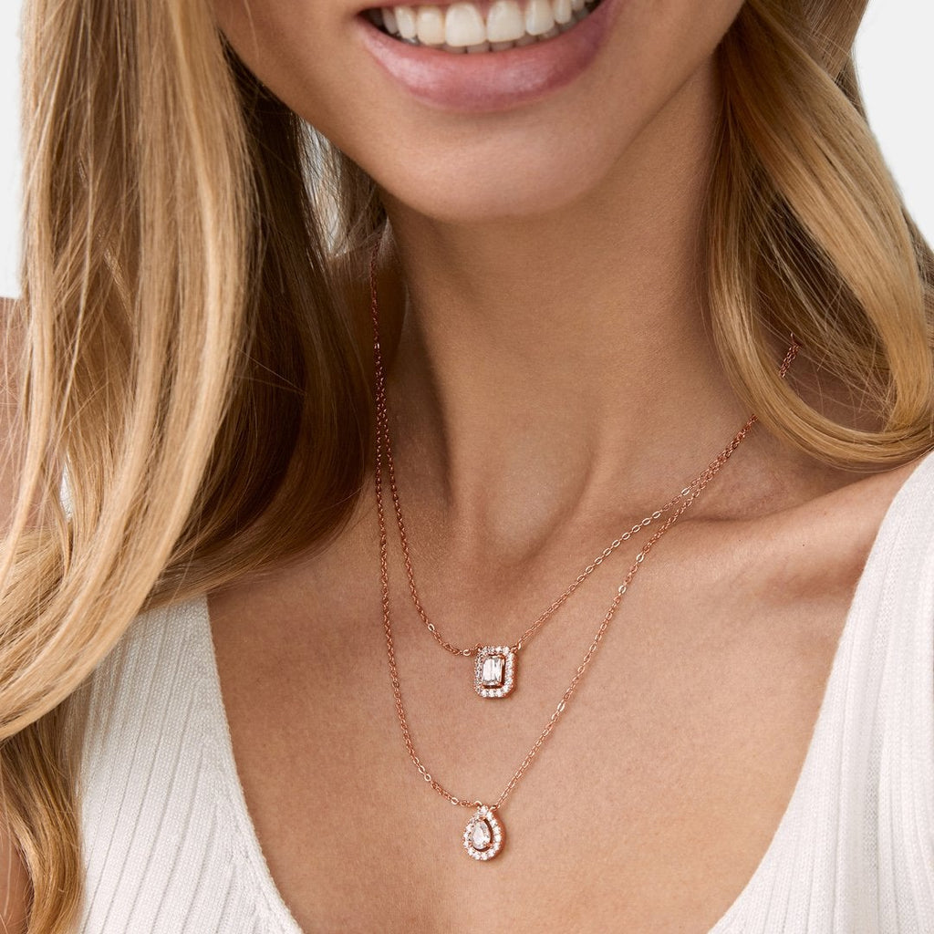 Brass 18K Rose Gold Solitaire Layered Necklace For Women Bulk