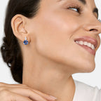 Brass 18K Gold Titanic Blue Crystal Studs Earring Pair For Women Bulk