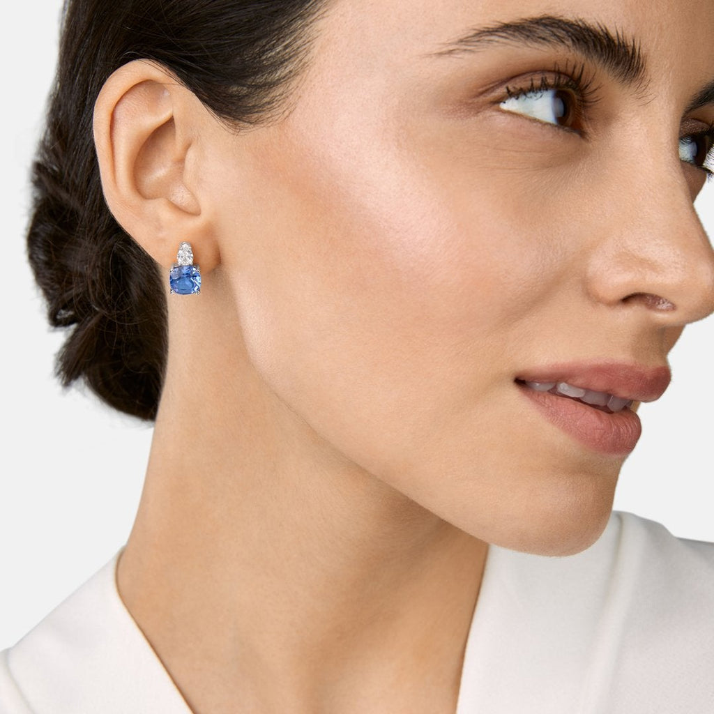 Brass 18K Gold Titanic Blue Crystal Studs Earring Pair For Women Bulk