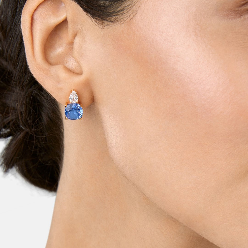 Brass 18K Gold Titanic Blue Crystal Studs Earring Pair For Women Bulk