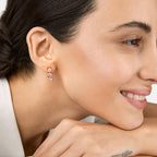 Brass 18K Rose Gold Mixed Shape Crystal Studs Earring Pair Women Bulk