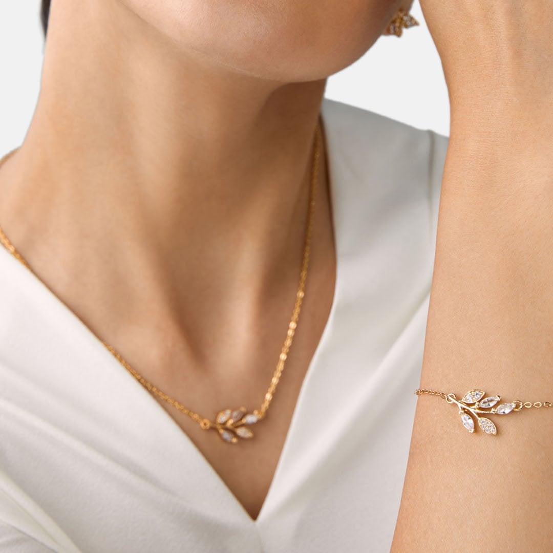 Brass 18K Rose Gold Marquise Vine Bracelet For Women Bulk