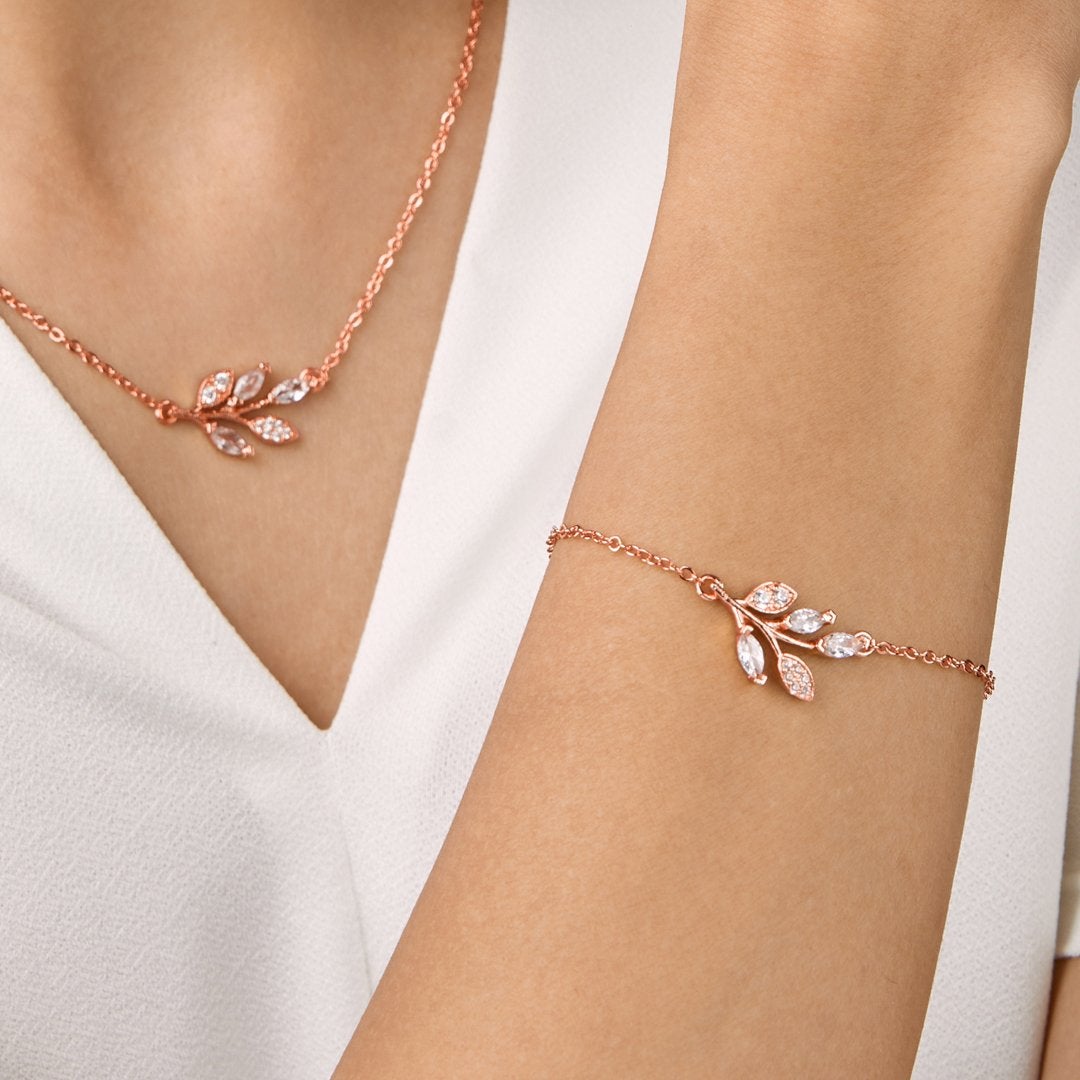 Brass 18K Rose Gold Marquise Vine Bracelet For Women Bulk