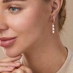 Brass 18K Rose Gold Round Crystal Dangler Earring Pair For Women Bulk