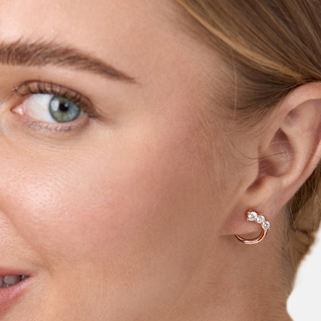 Brass 18K Rose Gold Front To Back Graduating Stud Earring Pair Bulk