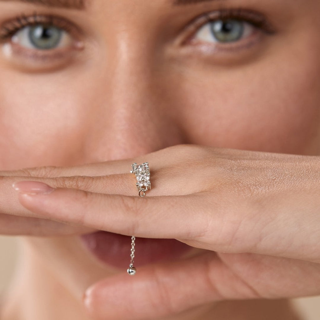 Brass 18K Rose Gold Adjustable Chain Ring For Women Bulk