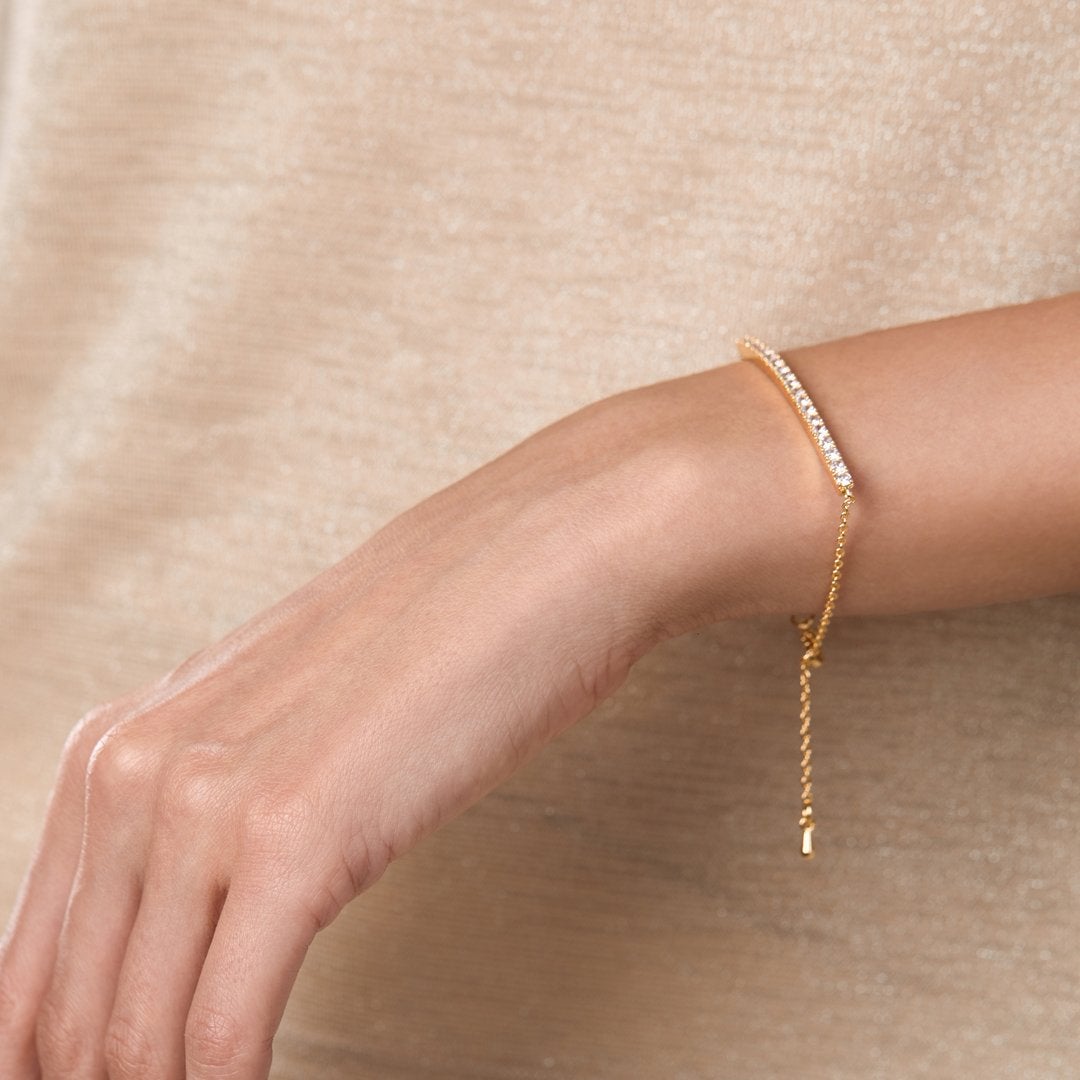 Brass 18K Rose Gold Crystals Bar Bracelet For Women Bulk