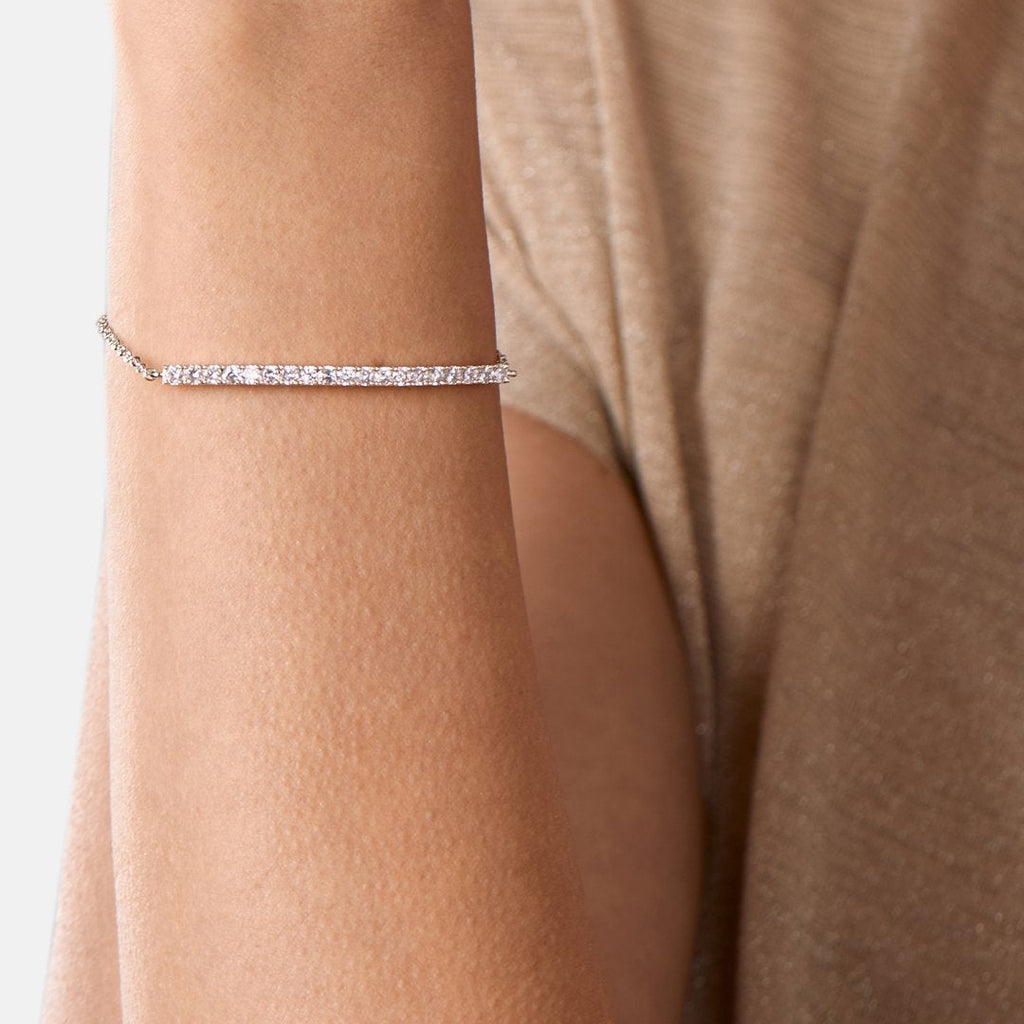 Brass 18K Rose Gold Crystals Bar Bracelet For Women Bulk