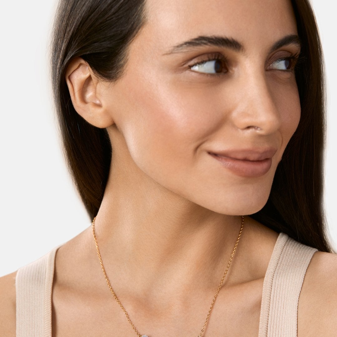 Brass 18K Rose Gold Graduating Crystal Necklace For Women Bulk Secondary image