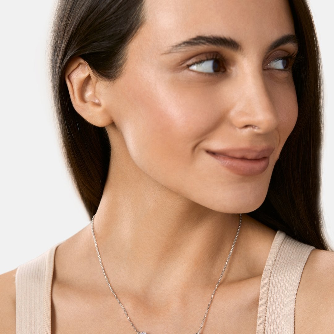 Brass 18K Rose Gold Graduating Crystal Necklace For Women Bulk