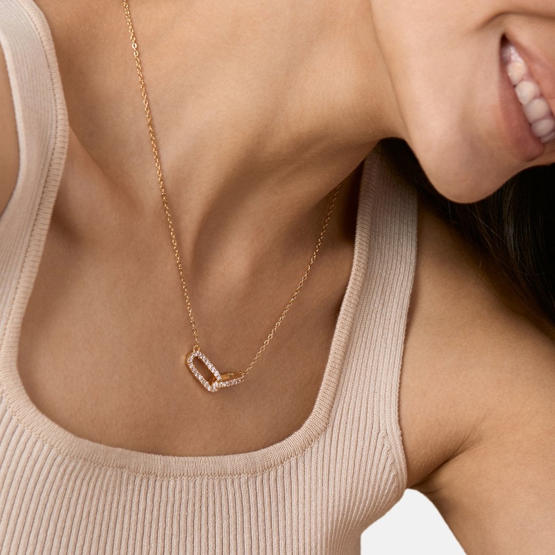 Brass 18K Rose Gold Friends Linked Up Necklace For Women Bulk Secondary image