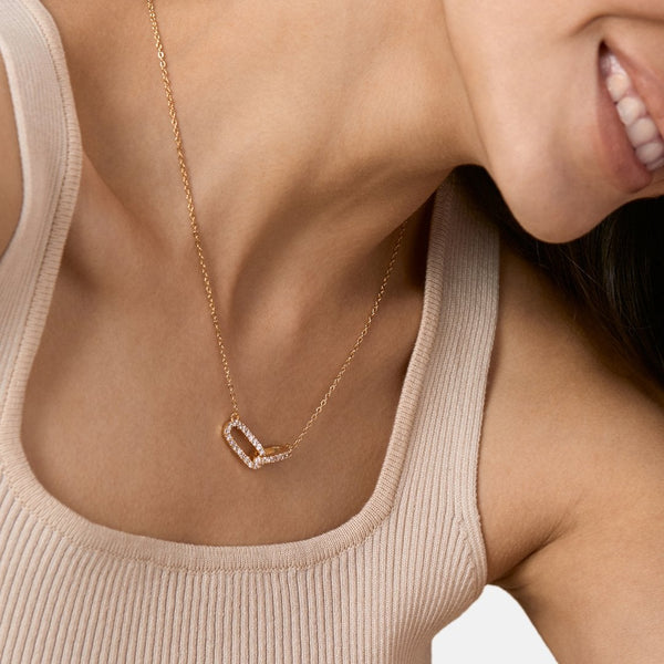 Brass 18K Rose Gold Friends Linked Up Necklace For Women Bulk Secondary image