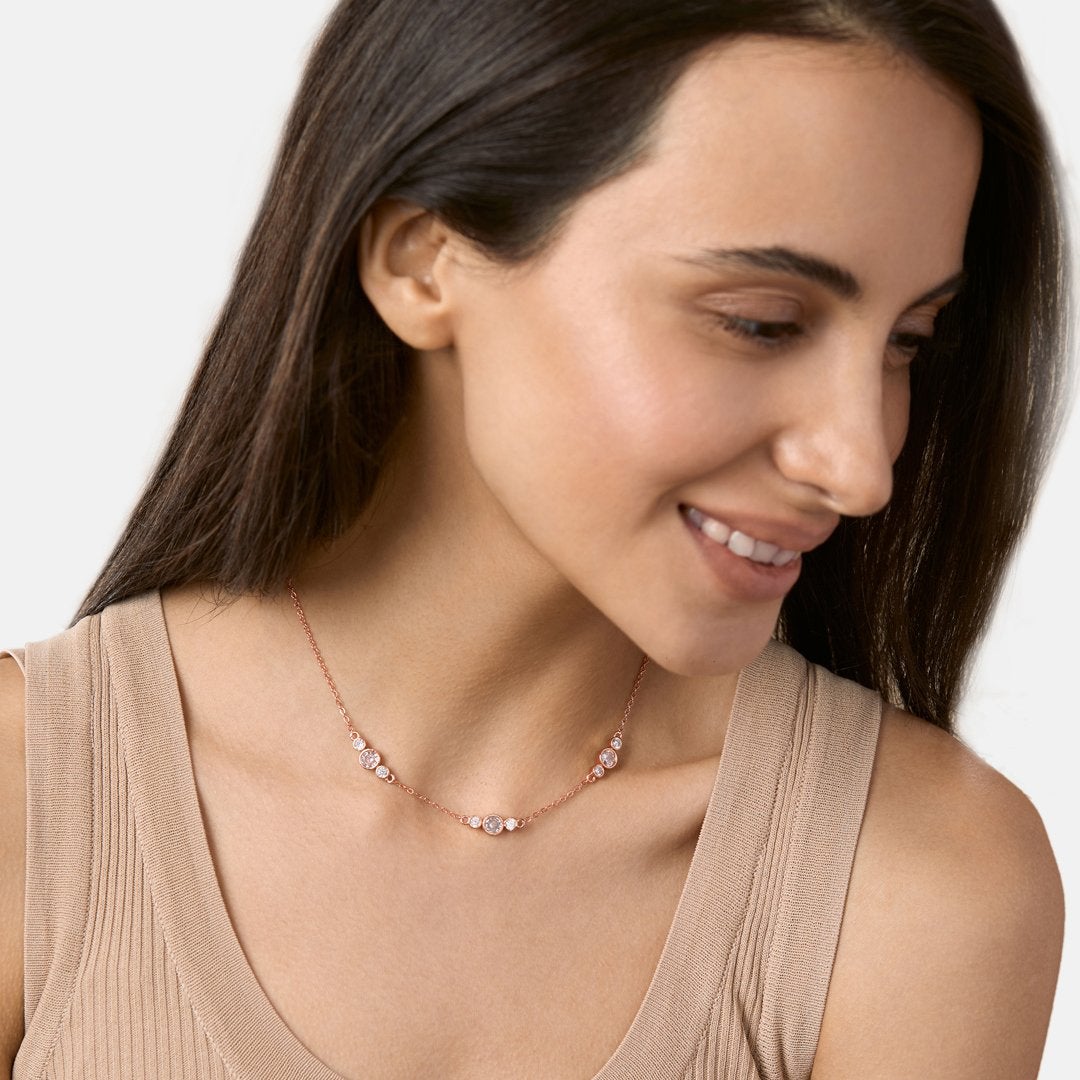 Brass 18K Rose Gold Three Piece Chain Collar Pendant For Women Bulk