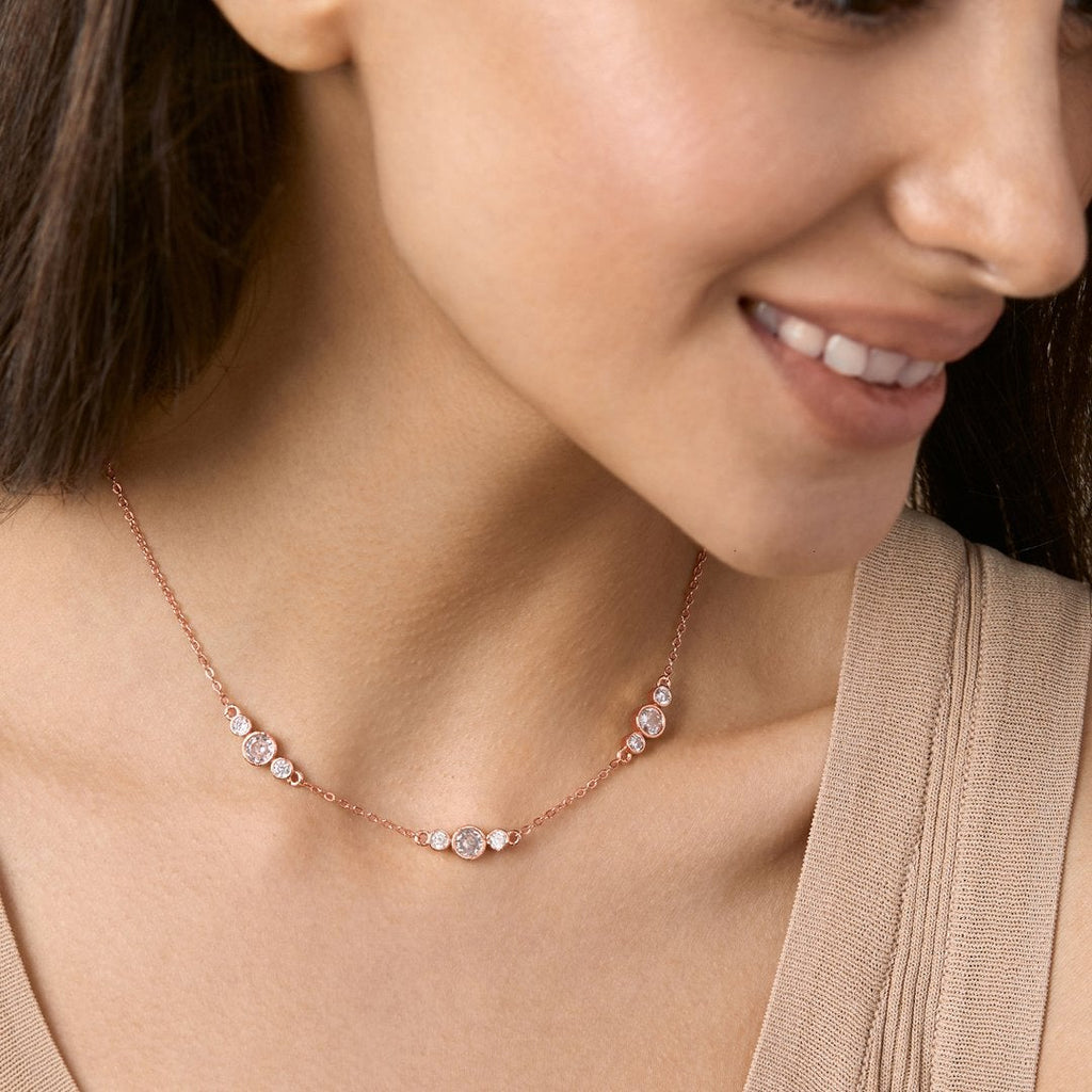 Brass 18K Rose Gold Three Piece Chain Collar Pendant For Women Bulk