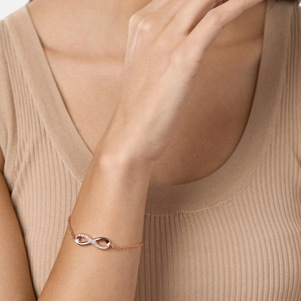 Brass 18K Rose Gold Infinity Chain Bracelet For Women Bulk