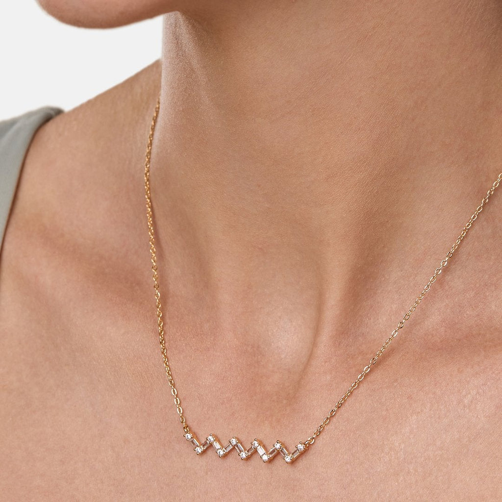 Brass 18K Rose Gold Zigzag Chain Necklace For Women Bulk