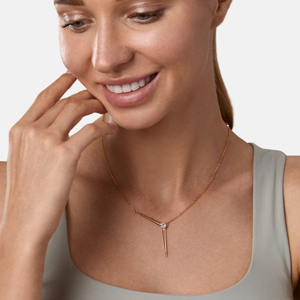 Brass 18K Rose Gold Minimalist Y Necklace For Women Bulk Secondary image