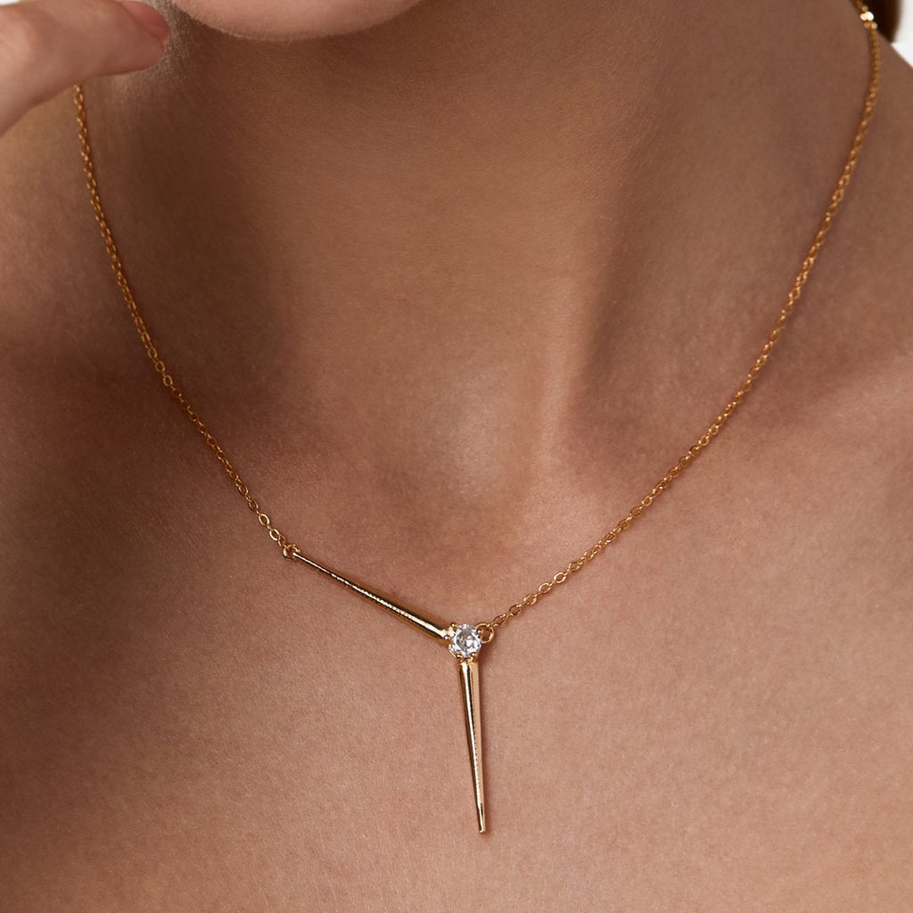 Brass 18K Rose Gold Minimalist Y Necklace For Women Bulk