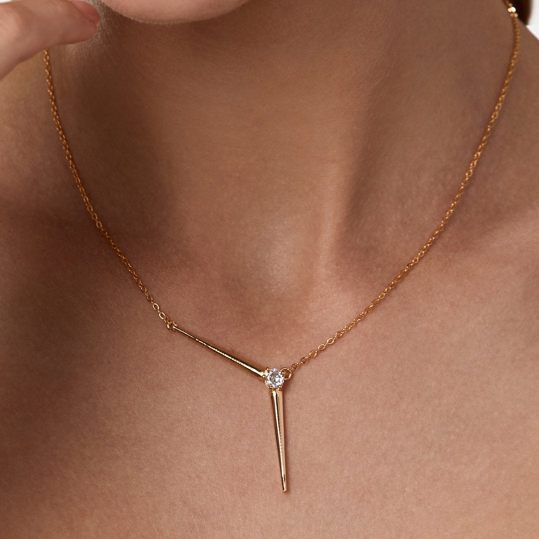 Brass 18K Rose Gold Minimalist Y Necklace For Women Bulk