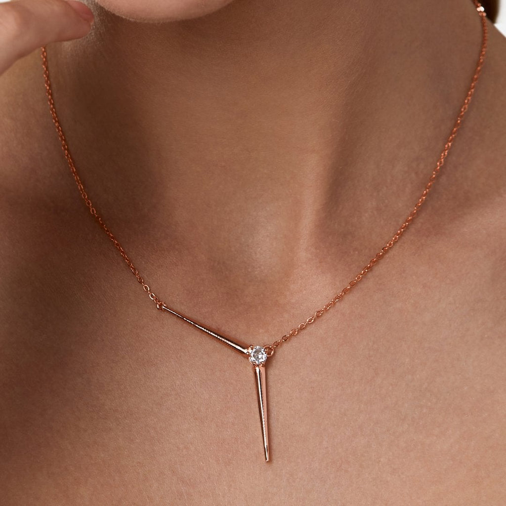 Brass 18K Rose Gold Minimalist Y Necklace For Women Bulk
